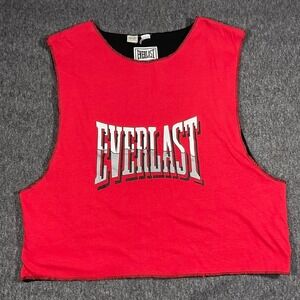 Vintage Everlast Red Black Cropped Tank Top Athletic Gym Workout Women's Large